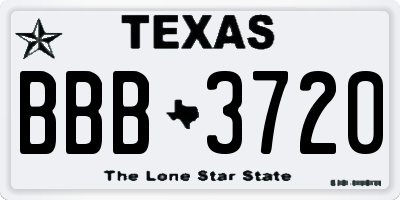 TX license plate BBB3720