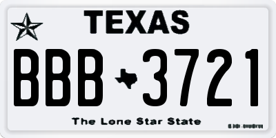 TX license plate BBB3721