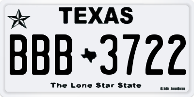 TX license plate BBB3722