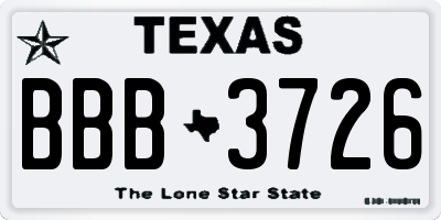 TX license plate BBB3726