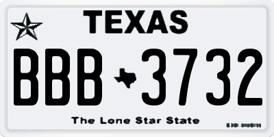 TX license plate BBB3732