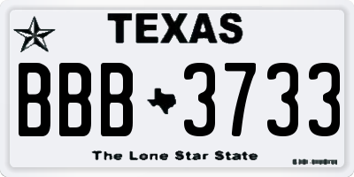 TX license plate BBB3733