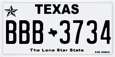 TX license plate BBB3734