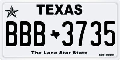 TX license plate BBB3735