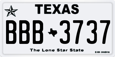 TX license plate BBB3737