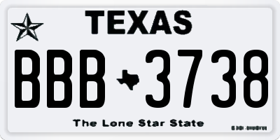 TX license plate BBB3738