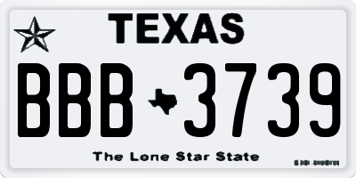 TX license plate BBB3739