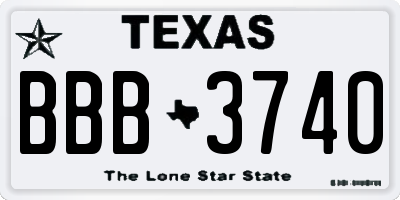 TX license plate BBB3740