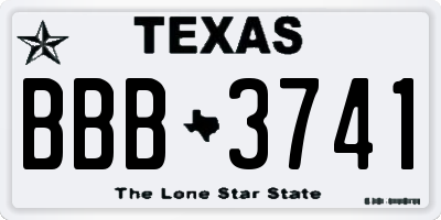 TX license plate BBB3741