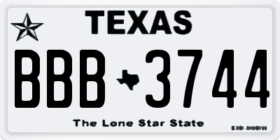 TX license plate BBB3744