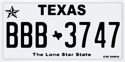 TX license plate BBB3747