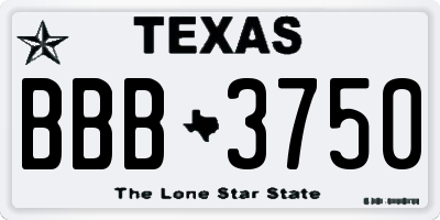 TX license plate BBB3750