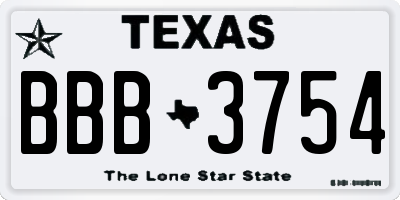 TX license plate BBB3754