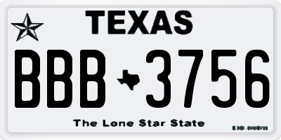 TX license plate BBB3756