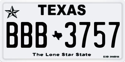 TX license plate BBB3757