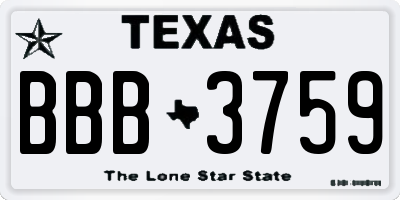 TX license plate BBB3759