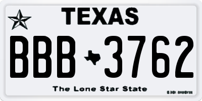 TX license plate BBB3762