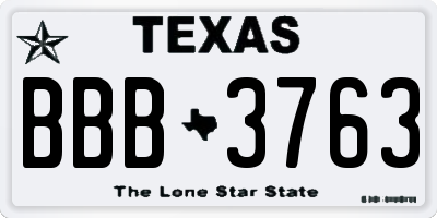 TX license plate BBB3763