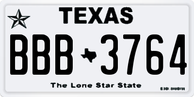 TX license plate BBB3764