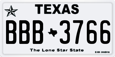 TX license plate BBB3766