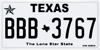 TX license plate BBB3767