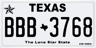 TX license plate BBB3768