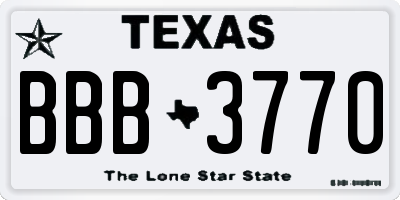 TX license plate BBB3770
