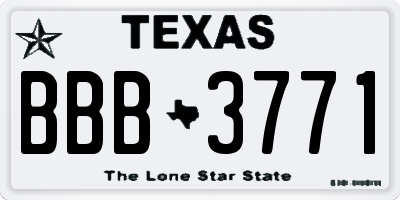 TX license plate BBB3771