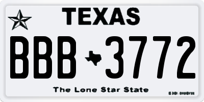 TX license plate BBB3772