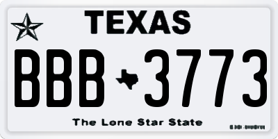 TX license plate BBB3773