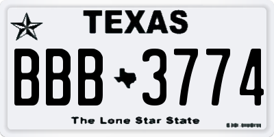 TX license plate BBB3774