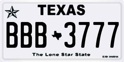 TX license plate BBB3777