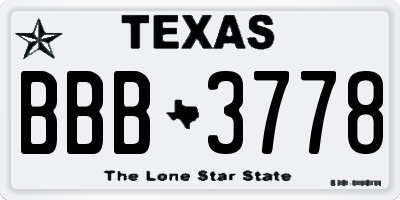 TX license plate BBB3778