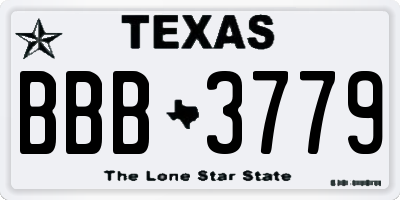 TX license plate BBB3779