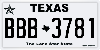 TX license plate BBB3781