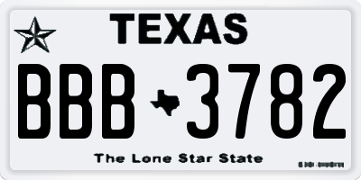 TX license plate BBB3782