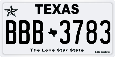 TX license plate BBB3783