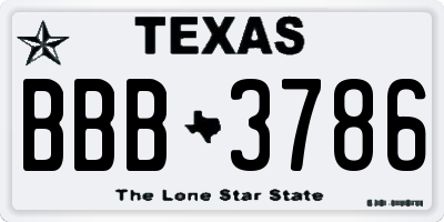 TX license plate BBB3786