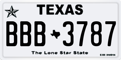 TX license plate BBB3787