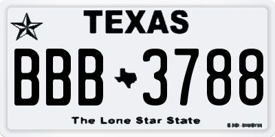 TX license plate BBB3788