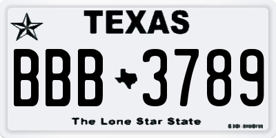 TX license plate BBB3789