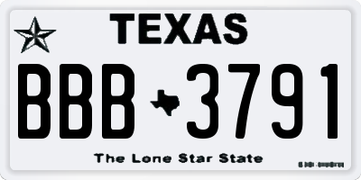 TX license plate BBB3791