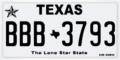 TX license plate BBB3793