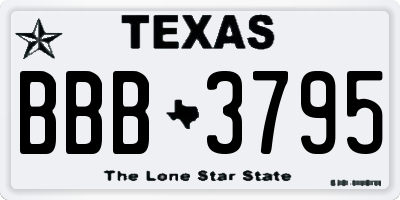 TX license plate BBB3795