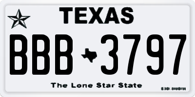 TX license plate BBB3797