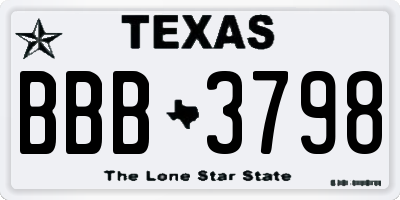 TX license plate BBB3798
