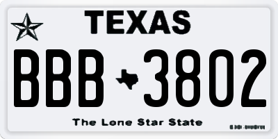 TX license plate BBB3802