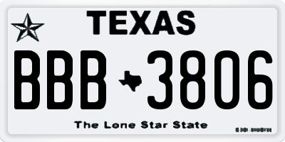 TX license plate BBB3806