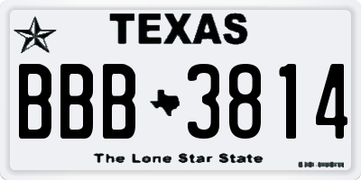 TX license plate BBB3814