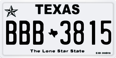 TX license plate BBB3815